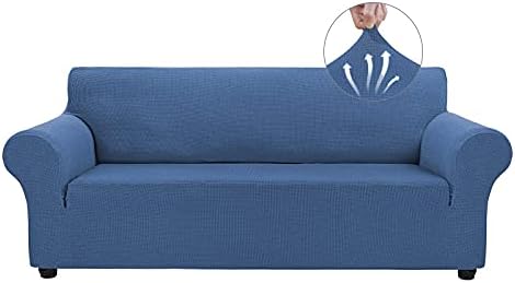 Asnomy Stretch Couch Covers for Sofa Washable, 3 Cushion Couch,River Blue by Asnomy
