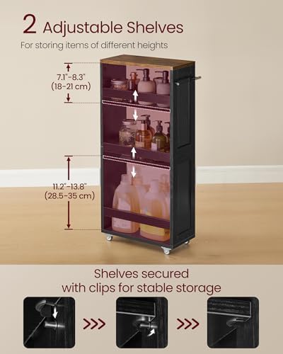 VASAGLE 4-Tier Slide-Out Storage Cart, Slim Kitchen Cart with Wheels - Image 3