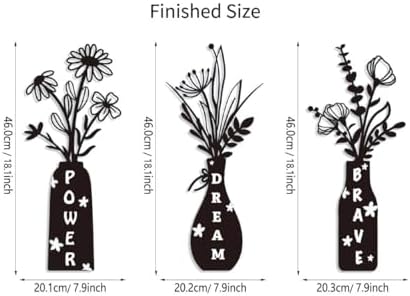 3 Pack Floral Vase Wall Decals - Power Dream Brave Inspirational Stickers, Removable Black Vinyl Wall Art for Bedroom, Living Room, Home Office, Apartment Dorm Decor - Image 7