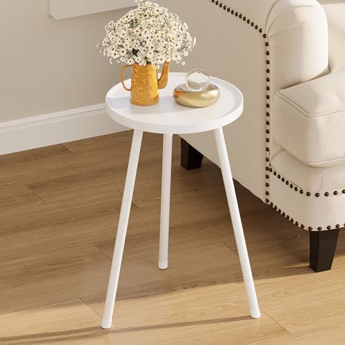 Small Couch Side Table, Drink Table, Mini Round End Table, Coffee Table, Snack Table for Small Spaces, Living Room, Bedroom, Sofa LET520W - Image 3