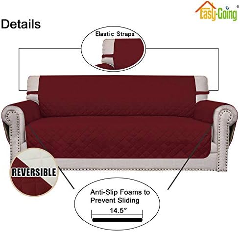 Easy-Going Reversible Couch Cover, 2 Cushion Sofa, Christmas Red/Ivory - Image 3