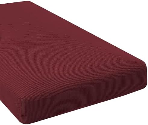 H.VERSAILTEX Super Stretch Individual Chaise Cover Sectional Couch Covers for L Shaped Sofa Both Left/Right Featuring Thick Jacquard Textured Twill Fabric (1 Piece Chaise Cover, Burgundy Red) by HVERSAILTEX
