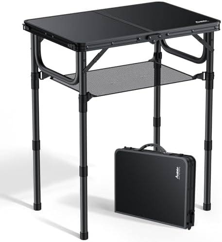 Anbte Folding Camping Table, 24"X 16" Adjustable Height Small Folding Table by Anbte
