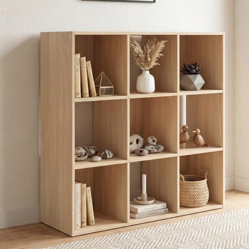 Signature Design by Ashley Piperton 9 Cube Storage Organizer Bookshelf, Tan - Image 2