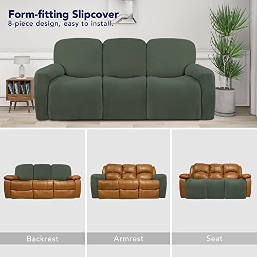 PureFit Super Stretch 3 Seats Recliner Sofa Couch Cover with Pocket - Image 4