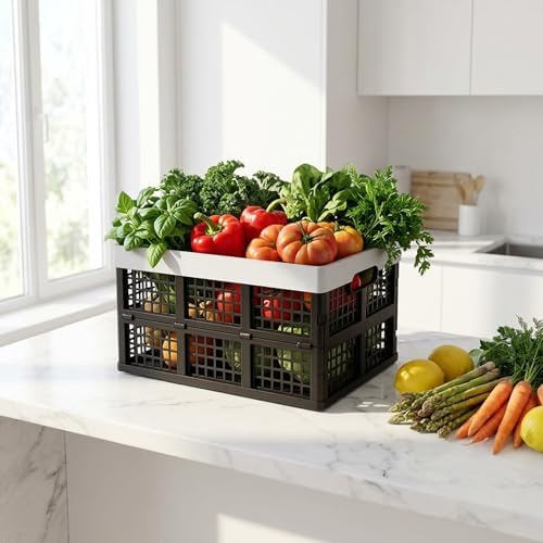 Kekow 30 L Black Plastic Collapsible Storage Basket, 3-Pack - Image 6