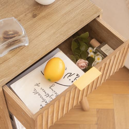 Fultyle Wood Nightstand with Charging Station, Fluted Bedside Table - Image 6