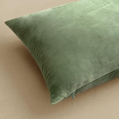 MIULEE 24x24 Inch Pack of 2 Euro Velvet Throw Pillow Covers Sage Green - Image 6
