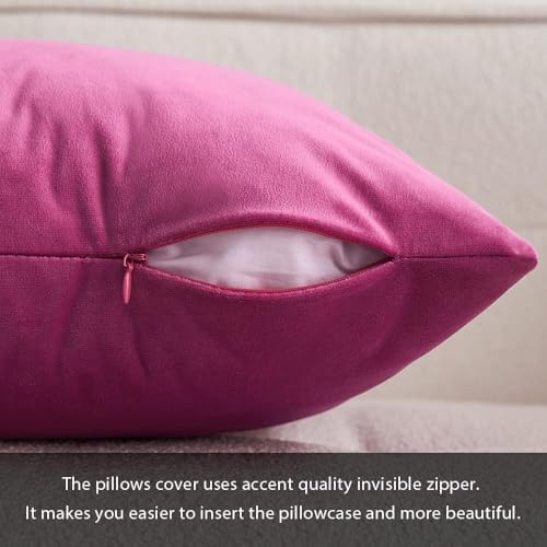 MIULEE Velvet Throw Pillow Covers 18x18 Inch Pack of 2 Hot Pink - Image 2