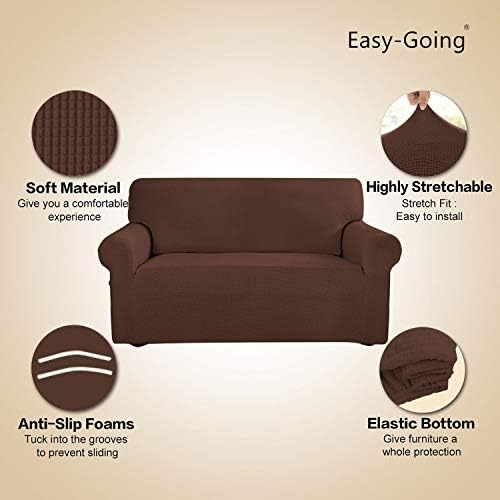 Easy-Going Stretch 4 Seater Oversized Sofa Couch Cover Coffee - Image 4