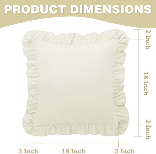 KKJIAF 2 Pack Ruffle Pillow Cases 18x18 Inches, Beige - Image 3