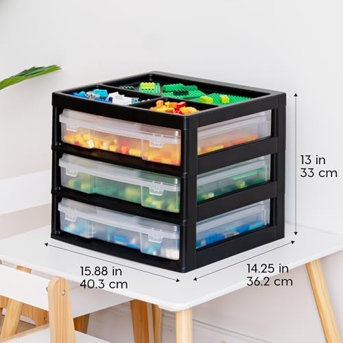 IRIS USA Desk Organizer |Made in USA| 3-Tier Cases - Black/Clear - Image 4