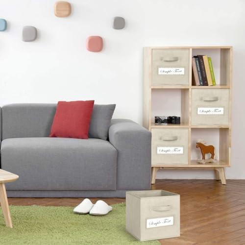 Fabric storage cubes (Set of 8) 11 Inch Cube Storage Bin, Cube storage with 8 Labels Window Cards & a Pen, Foldable cube organizer bins,11x11 Storage bin, Cubby Organizer Boxes, Beige - Image 5