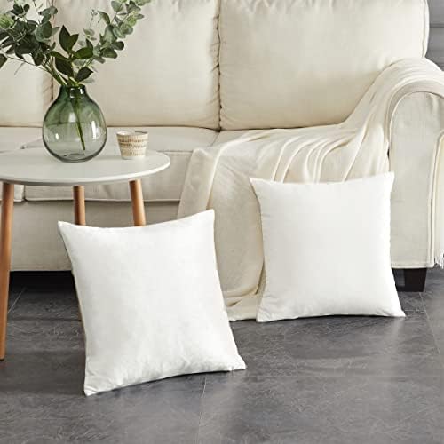 GIGIZAZA White Velvet Decorative Throw Pillow Covers for Sofa Bed 2 Pack Soft 20x20 Cushion Covers - Image 4