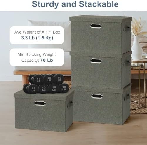 Storage Bins with Lids Fabric Closet Organizers Cubes Office Organization - Image 3