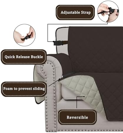 Easy-Going Reversible Couch Cover, Chair 30 in, Chocolate/Beige - Image 3