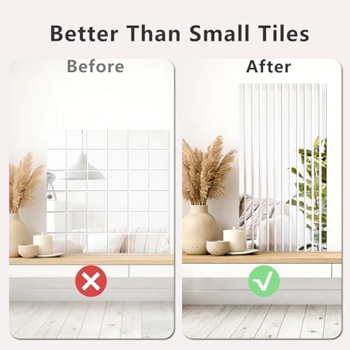 Acrylic Mirror Wall Decor, Peel and Stick Mirror Strips, Vertical Wall Mirror Tiles for Entryway, Bedroom & Bathroom, Shatterproof, Removable, Gold Silver Black, 20/30/40 PCS (40, Gold) - Image 5
