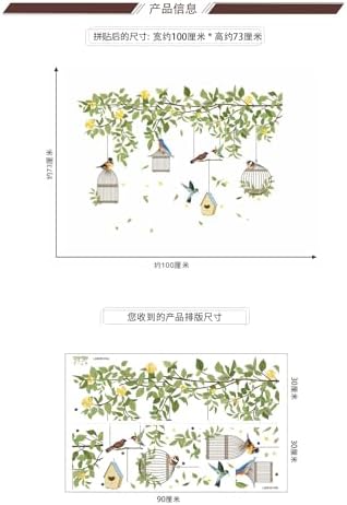 Hanging Green Vine Wall Decals,Succulent Plants Wisteria Floral Flowers Butterflies Birds Wall Stickers, Self-Adhesive Vinyl Removable Living Room Sofa TV Wall Decor - Image 2