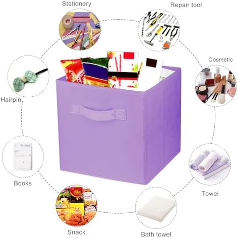 3 Pcs Storage Cubes, 10.5 Inch Collapsible Storage Bins, Fabric Foldable Bins for Organization, Durable Storage Bins for Closet, Shelves, Offices (Light Purple) - Image 2