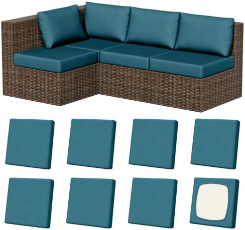 8Pcs Outdoor Cushion Covers, Stretch Patio Furniture Couch Chair Slipcovers by VORSHAPE