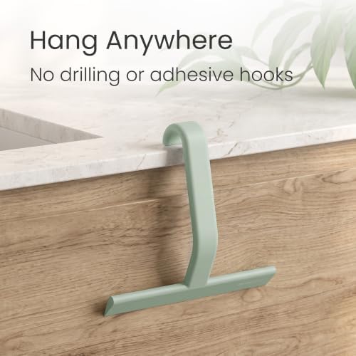 dancemoon JustHang Shower Squeegee with Built-in Hook, 10'' Matte Green - Image 5