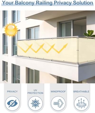 Balcony Privacy Screen Fence UV Protection, Customized 3'x3' Butter Cream - Image 3