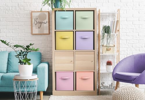 Sorbus Cube Storage Bin, Fabric, 6 Pack (13 Inch, Pastel Multi-Color) - Image 4