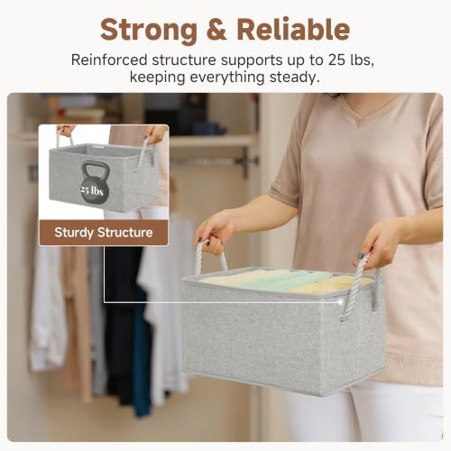 StorageWorks Storage Baskets for Shelves, Closet Organizers and Storage Bins, Fabric Organizer Bins for Clothes, Closet Shelf Organizer, Gray, Large, 3-Pack - Image 4