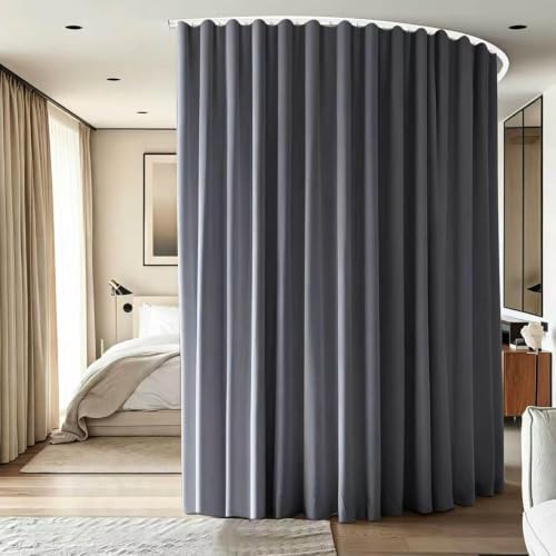 Room Divider Ceiling Mounted Curtains Track Sets Extra Wide Blackout Curtain Flexible Tracks for Bedroom Office Privacy Partition Separator, Grey, W 100 x H 84in by CBSROROHome