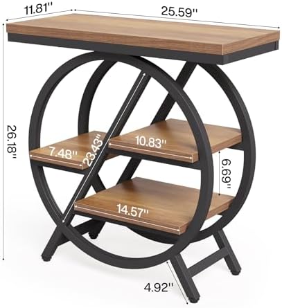 End Table, Narrow Side Table with 4-Tier Large Storage Space, Modern Bedside Table for Living Room, Home Office, Bedroom, Natural - Image 3