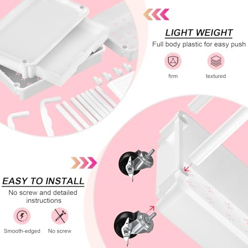 Goovilla 3 Tier Rolling Utility Cart Organizer with Removable Drawer, White - Image 3