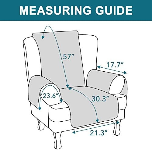 Turquoize 100% Waterproof Wing Chair Cover Wing Armchair Slipcovers, Brown - Image 6