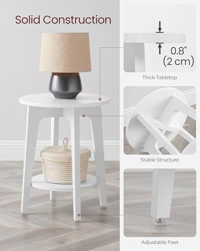 VASAGLE Round Side Table with Lower Shelf, End Table for Small Spaces - Image 5