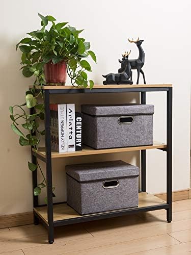 PRANDOM Foldable Storage Boxes with Lids [3-Pack] Linen Fabric Collapsible Storage Bins Organizer Containers Baskets Cube with Cover for Home Bedroom Closet Office Nursery (14.9x9.8x9.8) - Image 4