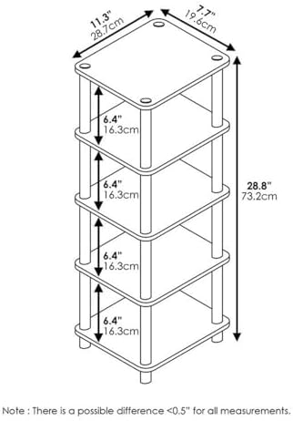Furinno Turn-N-Tube Toolless 4-Tier Storage Shelves, Oak - Image 3