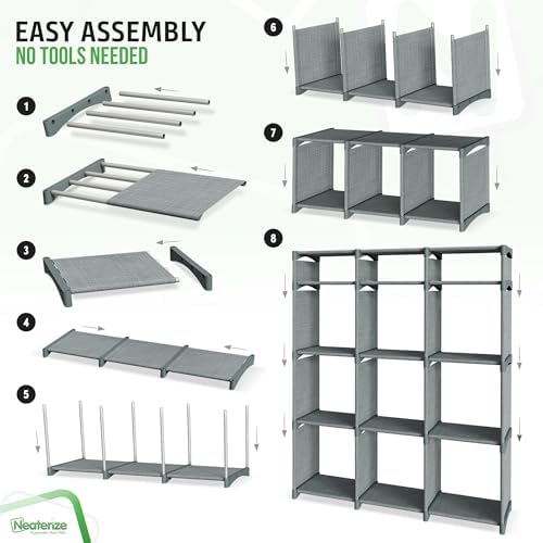 Cube Storage Organizer with Storage Bins Included - The Perfect Closet Organizers and Storage Solution. Includes 12 Storage Cubes, Great For Toy Storage, Closet Storage, Clothes Storage (Grey) - Image 4