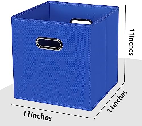 Black Foldable Storage Cubes Bins , Fabric Storage Box Cubes Organizer Baskets with Dual Handles for Home Organizer (Dark Blue) - Image 2