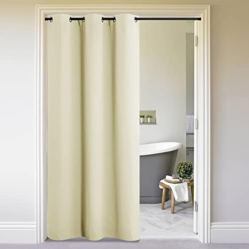 NICETOWN Door Curtain for Doorway Privacy, Beige 132 Inch Length, Room Divider Cover, Blackout Temporary Insulated Closet Panel for Bedroom (1 Panel, 5ft Wide) by NICETOWN