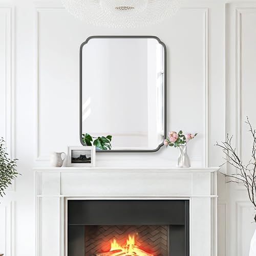 Ferytange 28"x36" Black Bathroom Mirror with Rustproof Metal Frame, Modern Rounded Corner Wall Mirror for Vanity Over Sink, Horizontal/Vertical Hanging - Image 3