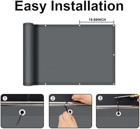 COOLBOYS Customized 3.3'x8' Dark Grey Balcony Privacy Screen Fence Cover - Image 5