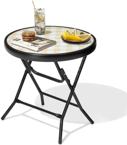 Outdoor Side Table, Small Patio End Table, Yellow - Image 6
