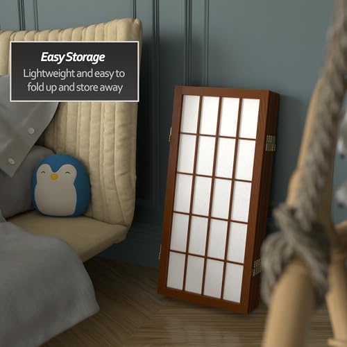 2 ft. Short Desktop Window Pane Shoji Screen - Walnut - 5 Panels - Image 5