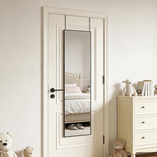 51x16 Inch Full Length Mirror Over the Door Hang or Wall Mounted Black - Image 2