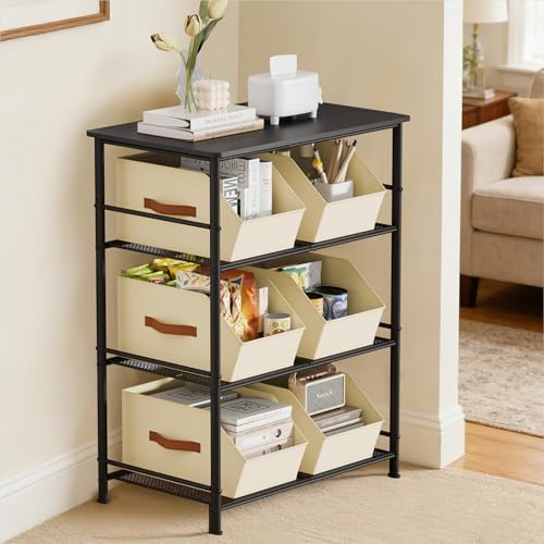 Homsorout Large Closet Storage Cubes - Closet Storage Bins with Dual Handles for Clothes, Towels, Toys, Shelf Organizer Bins for Bedroom, Nursery, Shelves, Small Spaces, Beige, 4 Pack - Image 5