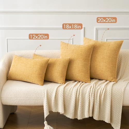MIULEE Soft Chenille Throw Pillow Covers Gold 16x16 Inch Pack of 2 - Image 4