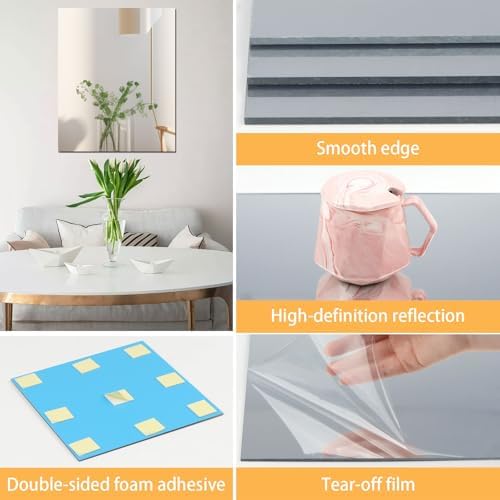 Acrylic Mirror Sheet for Wall, 15.7" x 19.6" x 2Pcs - Image 3