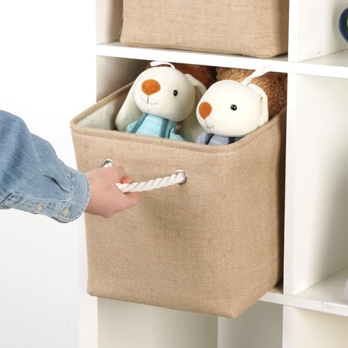 Temary Cube Storage Bins 11 Inch Fabric Storage Baskets 4 Pack Collapsible Storage Cubes Baskets for Gift Empty, Cube Organizer Bins Cloth Basket for Shelves (Linen Yellow) - Image 6
