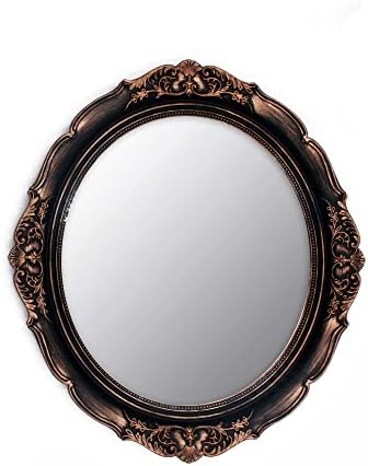 YCHMIR Vintage Decorative Wall Mirror 14.8 x 13.1 Inch Oval Mirror（ Brown） by YCHMIR