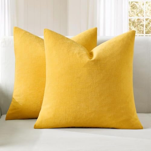 MIULEE Yellow Chenille Couch Throw Pillow Covers, 18x18 by MIULEE