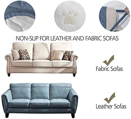 Ameritex Couch Sofa Slipcover 100% Waterproof Nonslip Quilted Furniture Protector Slipcover for Dogs, Children, Pets Sofa Slipcover Machine Washable (Blue, 68'') - Image 3